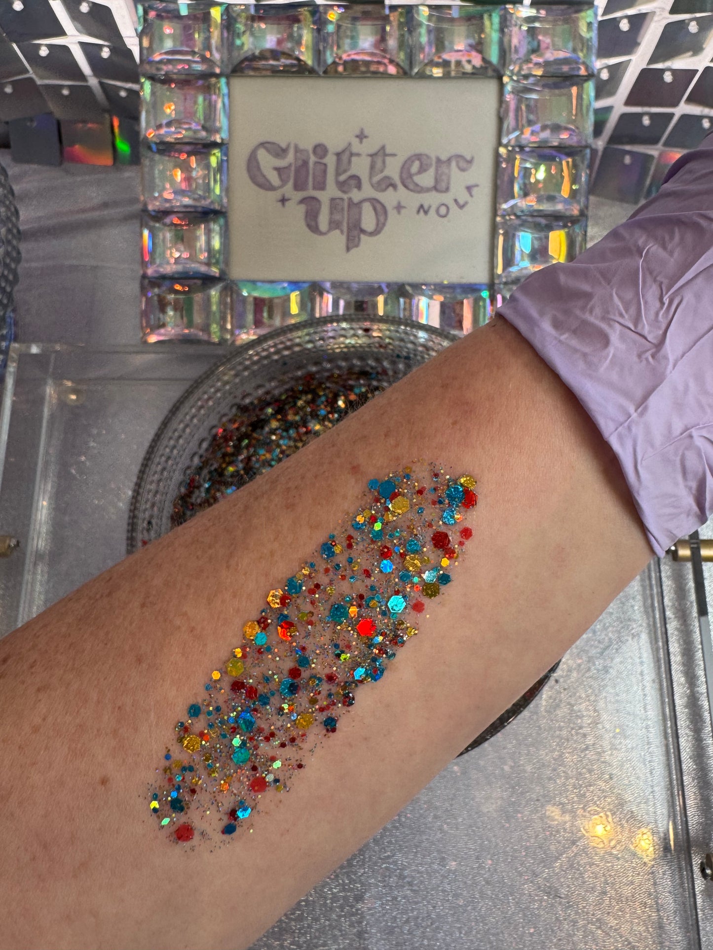 Cheers Cleo (Turquoise, Red, & Gold Custom Mix) Glitter Gel