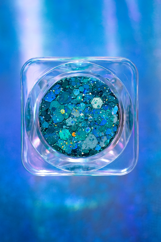 Iconic (Teal Blue + White) Glitter Gel